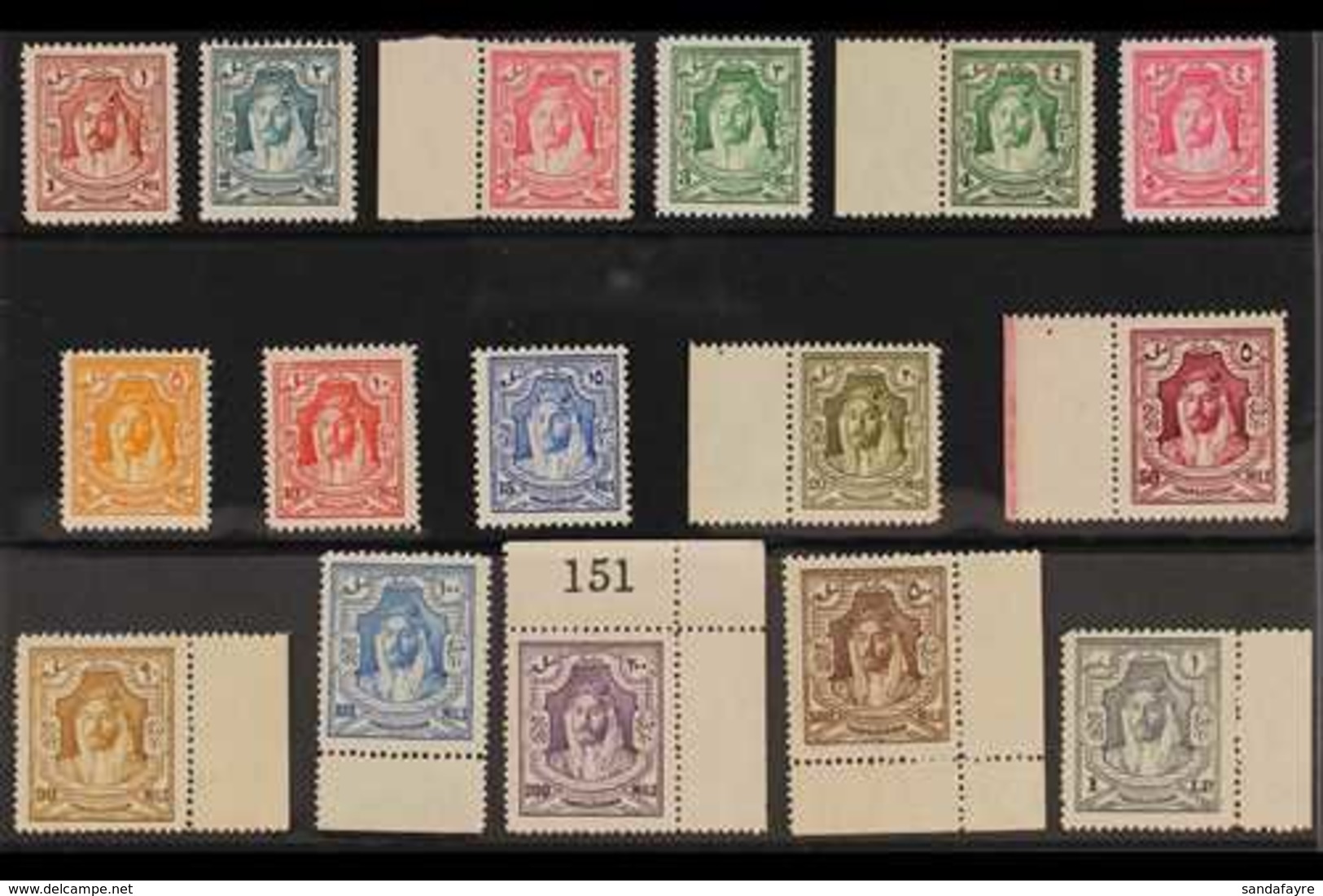 1930-34  (perf 14) Definitives Complete Set, SG 194b/207, Never Hinged Mint. (16 Stamps) For More Images, Please Visit H - Jordanien