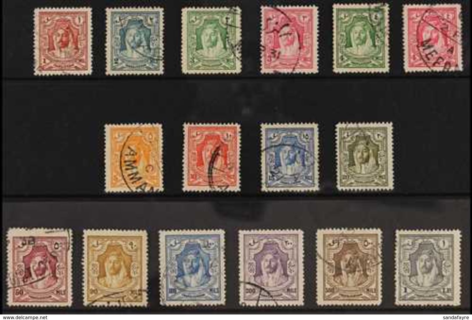 1930-39  Emir Abdullah Perf 14 Complete Set, SG 194b/207, Fine Used, Very Fresh. (16 Stamps) For More Images, Please Vis - Jordan
