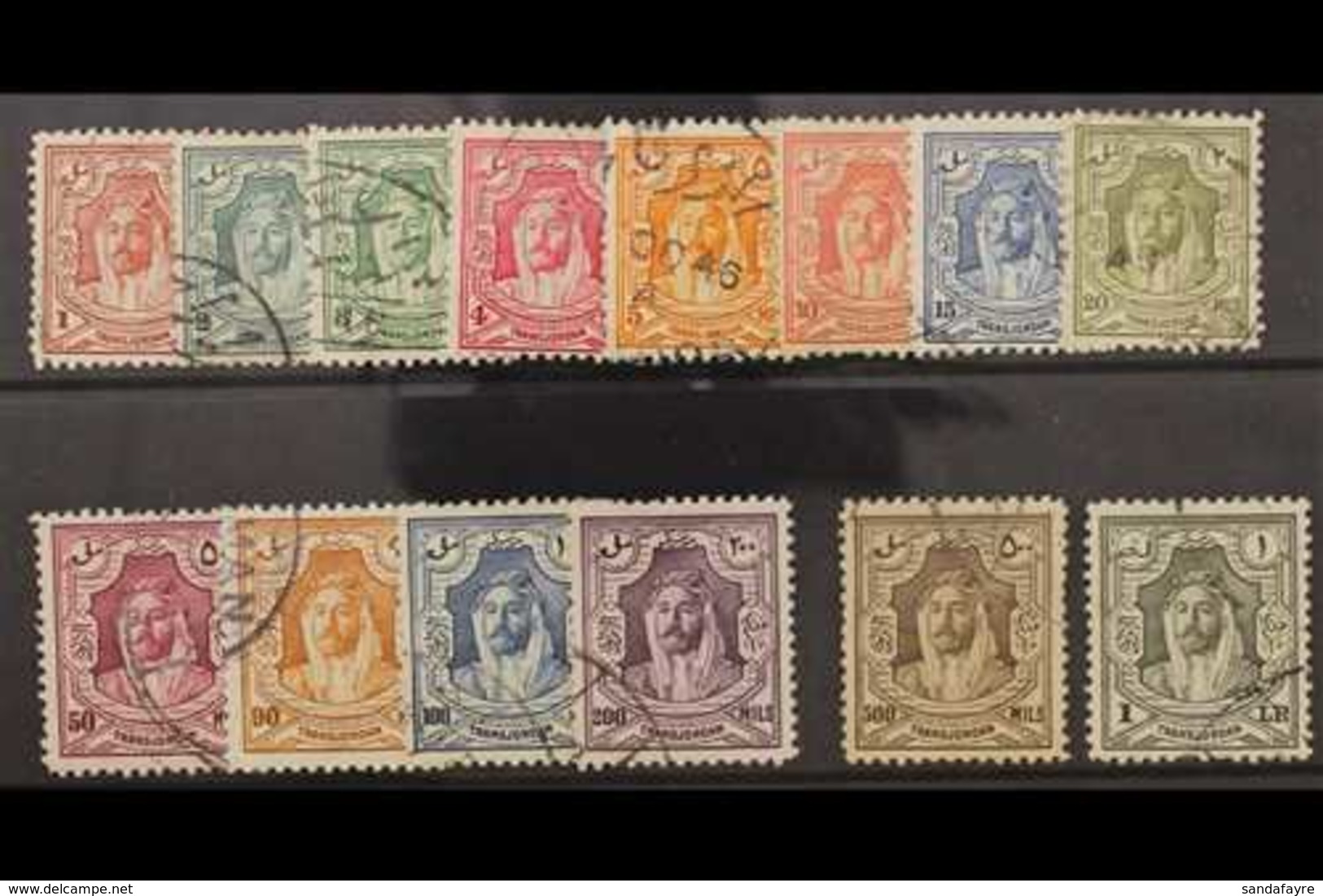 1943-46  Emir Definitive Set, SG 230/43, Fine Used. (14 Stamps) For More Images, Please Visit Http://www.sandafayre.com/ - Jordan