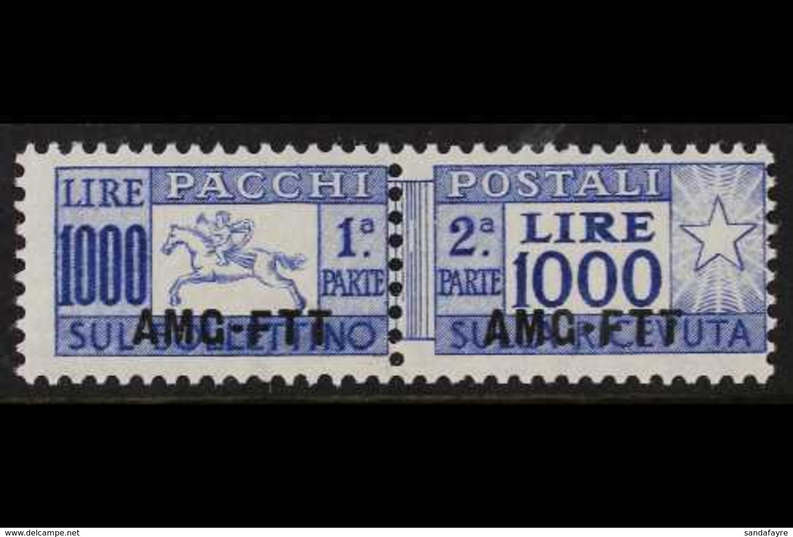 ZONE A  1954 Parcel Post 1000L, Sass 26, Never Hinged Mint Horizontal Pair. (2 Stamps) For More Images, Please Visit Htt - Sonstige & Ohne Zuordnung