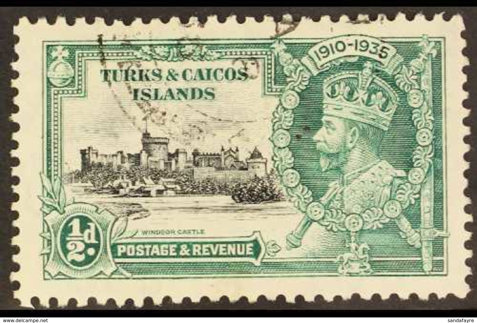 1935  Silver Jubilee ½d Black And Green With KITE AND HORIZONTAL LOG Variety, SG 187l, Very Fine Used. For More Images,  - Turks & Caicos