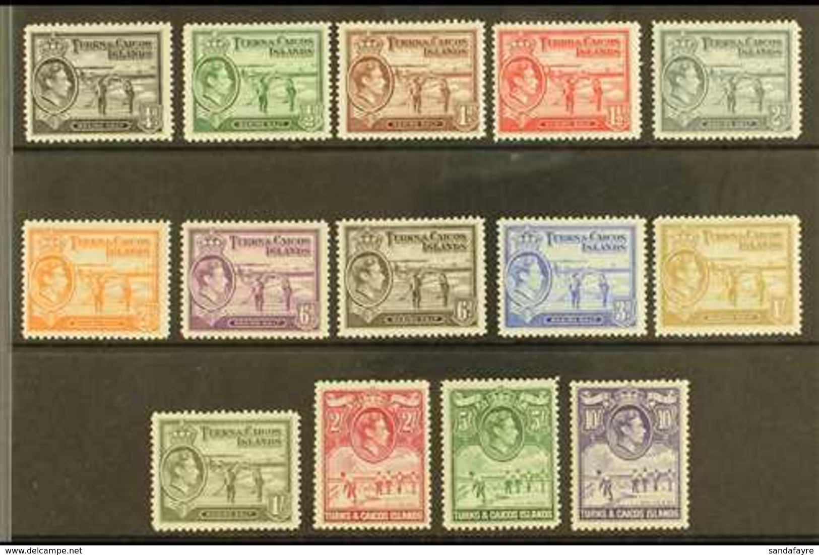 1938-45  Complete Set, SG 194/205, Very Fine Mint, Fresh. (14 Stamps) For More Images, Please Visit Http://www.sandafayr - Turcas Y Caicos