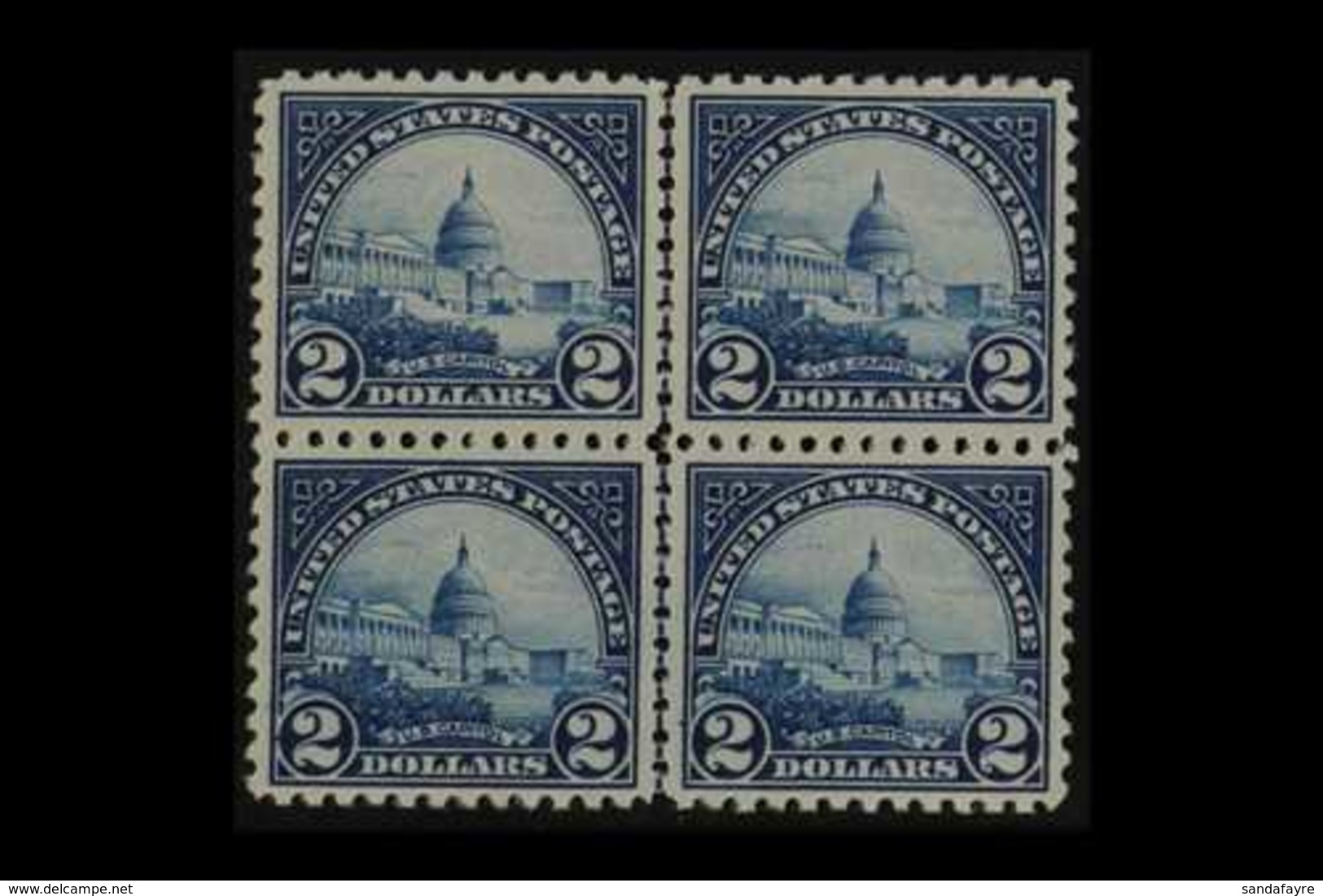 1922-25  $2 Deep Blue Scott 572 (SG 580), Never Hinged Mint CENTRE LINE BLOCK OF FOUR. Superb (block 4) For More Images, - Sonstige & Ohne Zuordnung