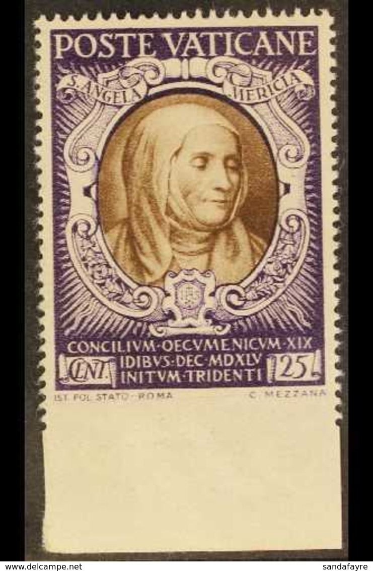 1946  25c Sepia & Violet "St Angela Marini" IMPERF AT BASE VARIETY, Sass 111e, Never Hinged Mint For More Images, Please - Sonstige & Ohne Zuordnung