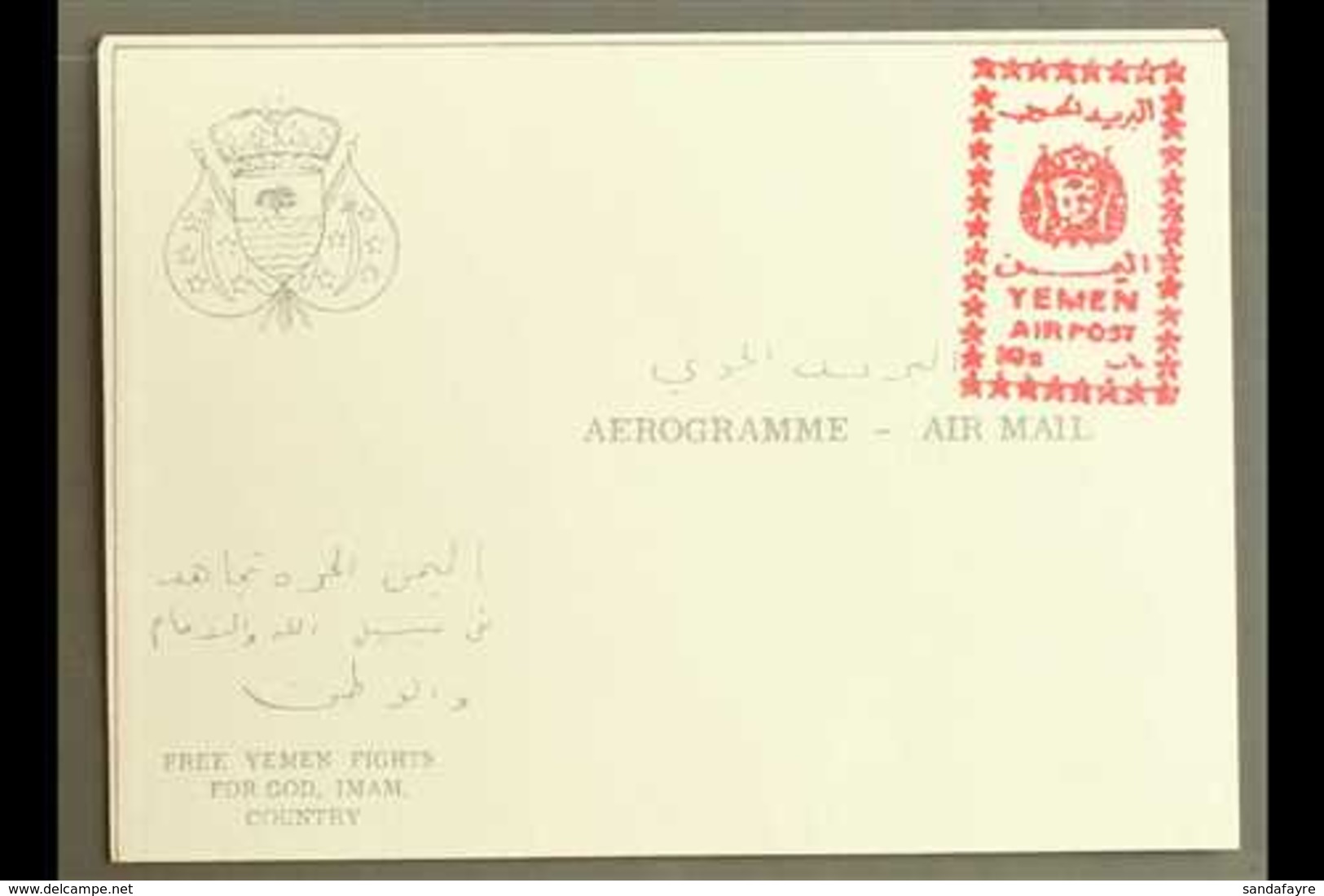 ROYALIST  1967 10b Red On White "YEMEN AIRPOST" Handstamp (SG R135a) Applied To Full Aerogramme, Very Fine Unused. 50 Is - Jemen