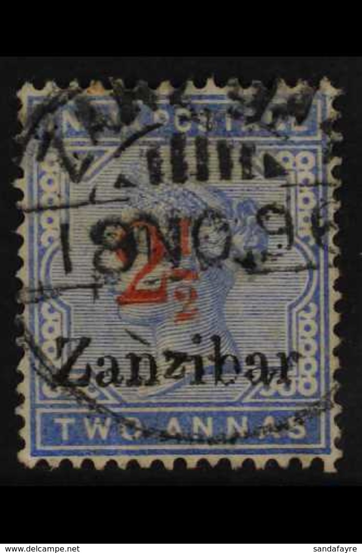 1895-98 PROVISIONAL  "2½" On 2a Pale Blue, SG 27, Fine Used. For More Images, Please Visit Http://www.sandafayre.com/ite - Zanzibar (...-1963)