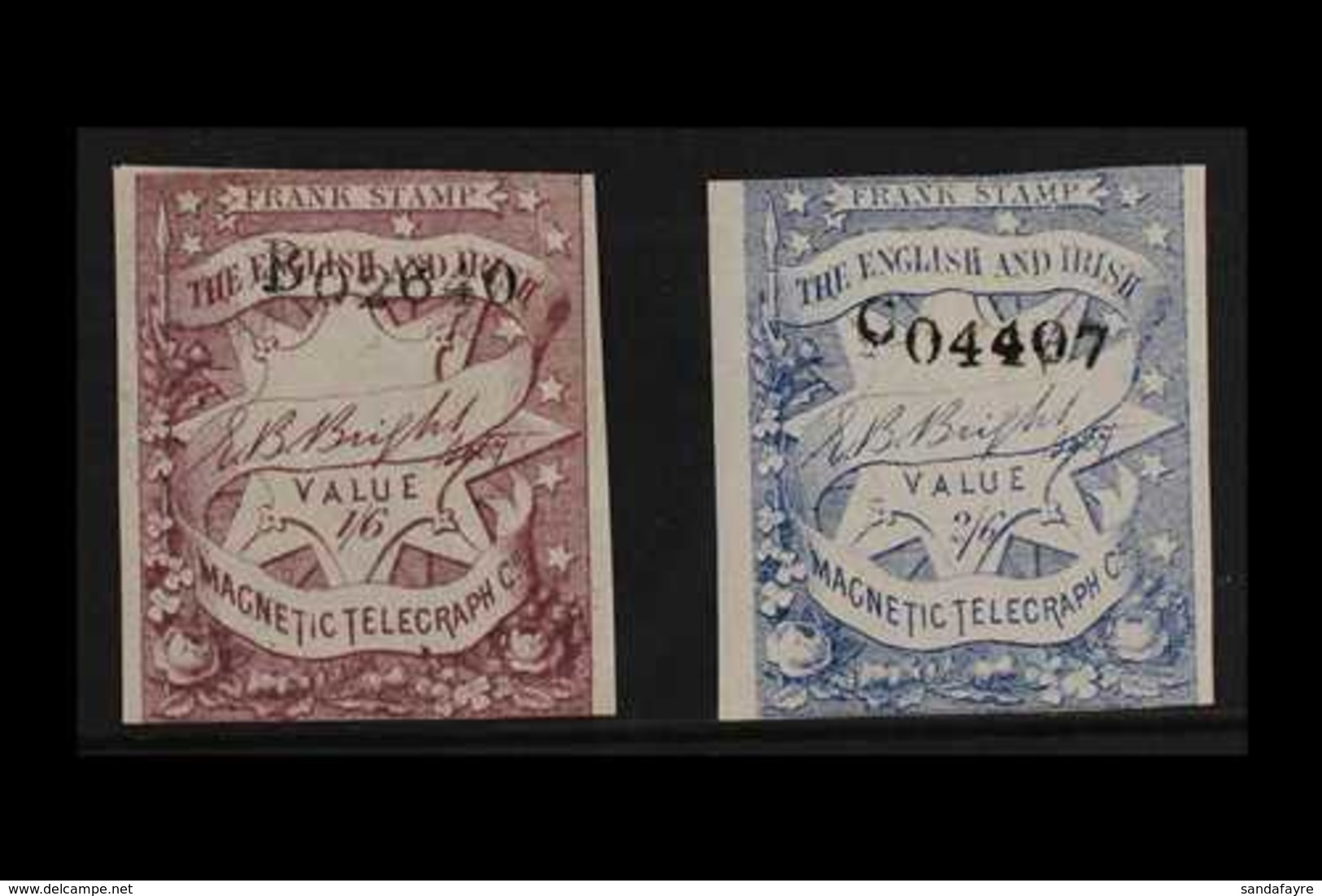 TELEGRAPH STAMPS  ENGLISH & IRISH MAGNETIC TELEGRAPH 1853 1s6d & 2s6d Local Stamps, Barefoot 2/3, Fine Mint, Fresh & Sca - Sonstige & Ohne Zuordnung