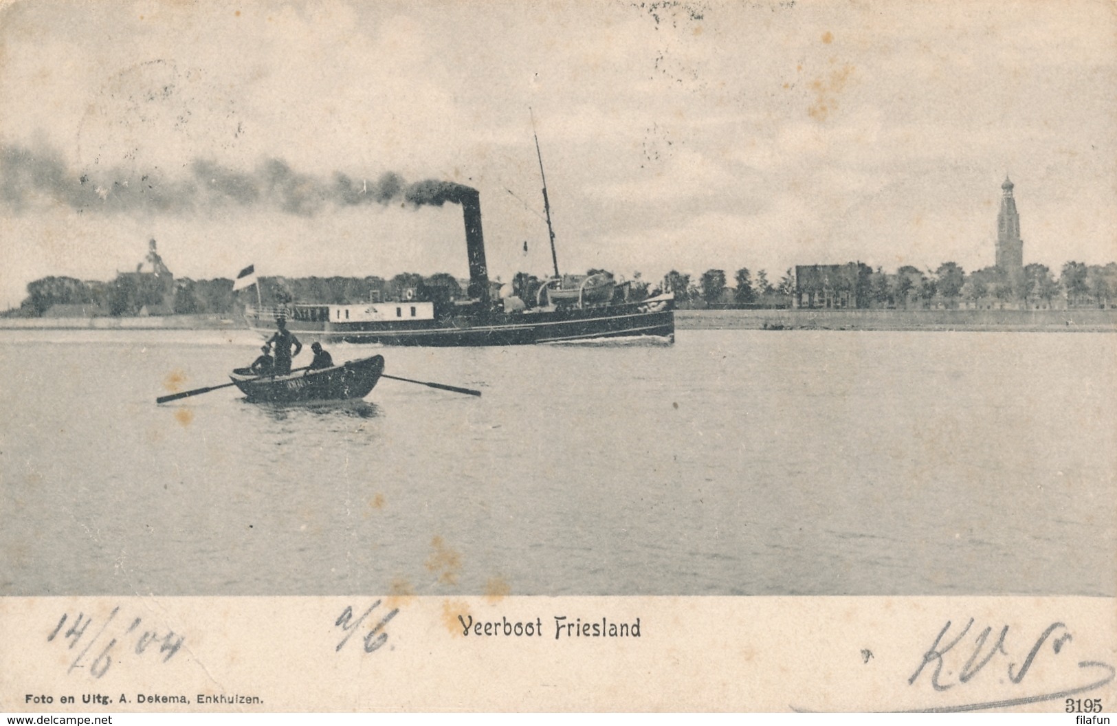 Nederland - 1904 - Kleinrond Boot Stempel ENKHUIZEN-STAVOREN Op Ansicht (Veerboot Friesland) Naar Den Haag / Borne - Poststempels/ Marcofilie