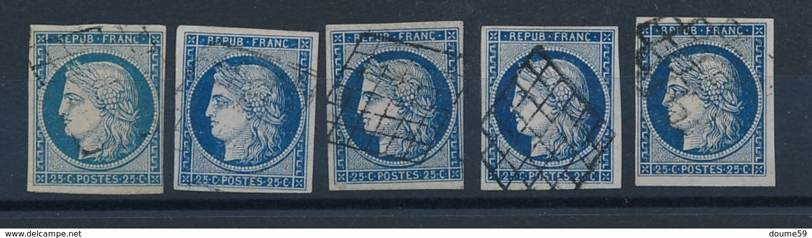 DH-45: FRANCE: Lot " CERES" Avec N°4  Obl Grille (5) 1er Choix - 1849-1850 Ceres