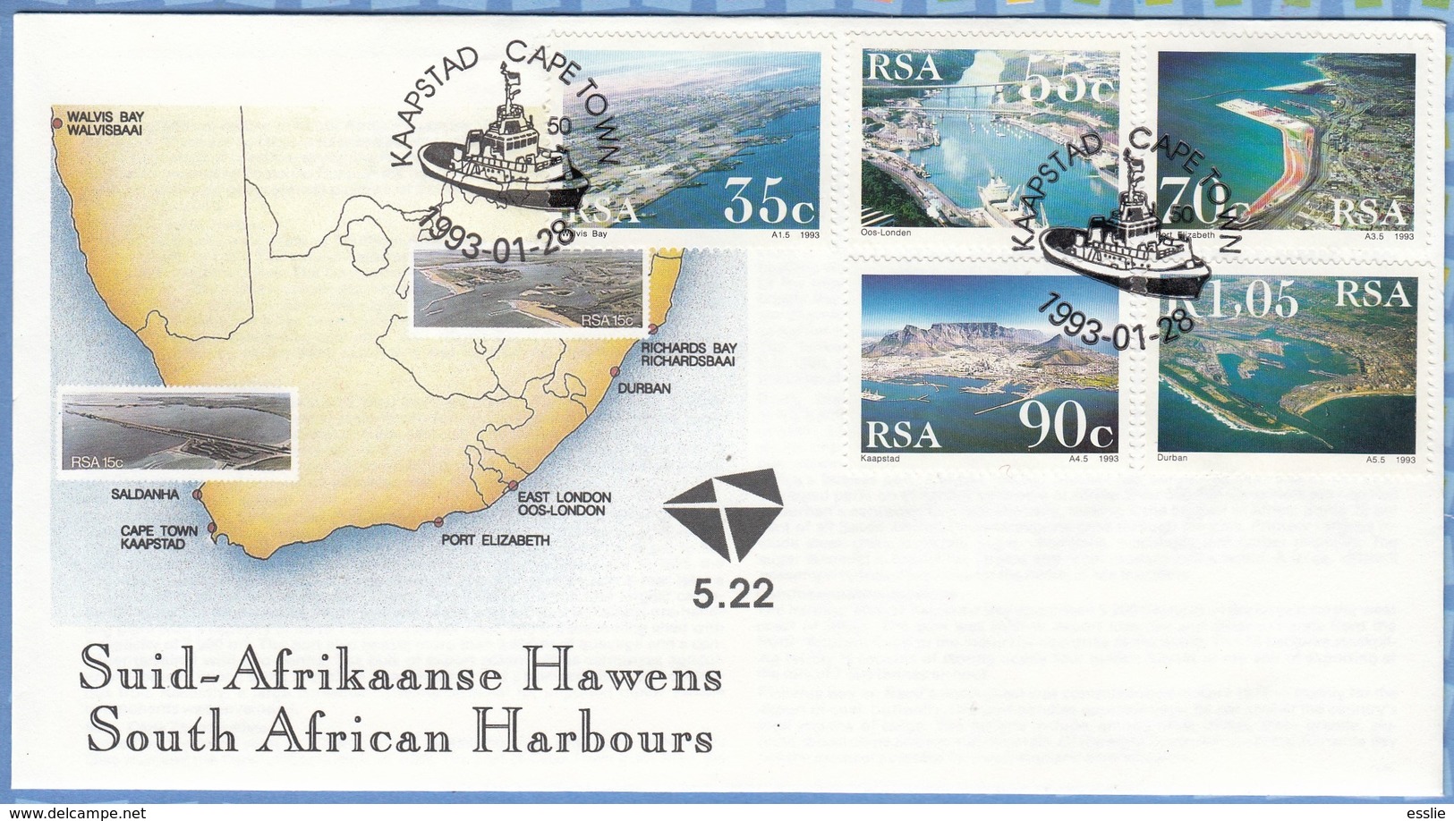 South Africa RSA - FDC - 1993 - Harbours - Schiffahrt