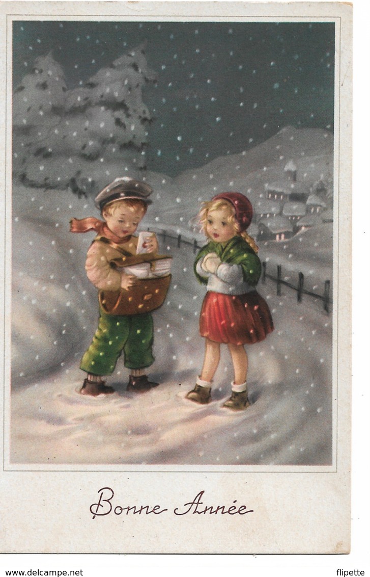 L60b291 - Bonne Année - Dessin D'enfants Mis En Scène - Facteur Apportant Le Courrier Sous La Neige - Saemee N°S/142 - New Year