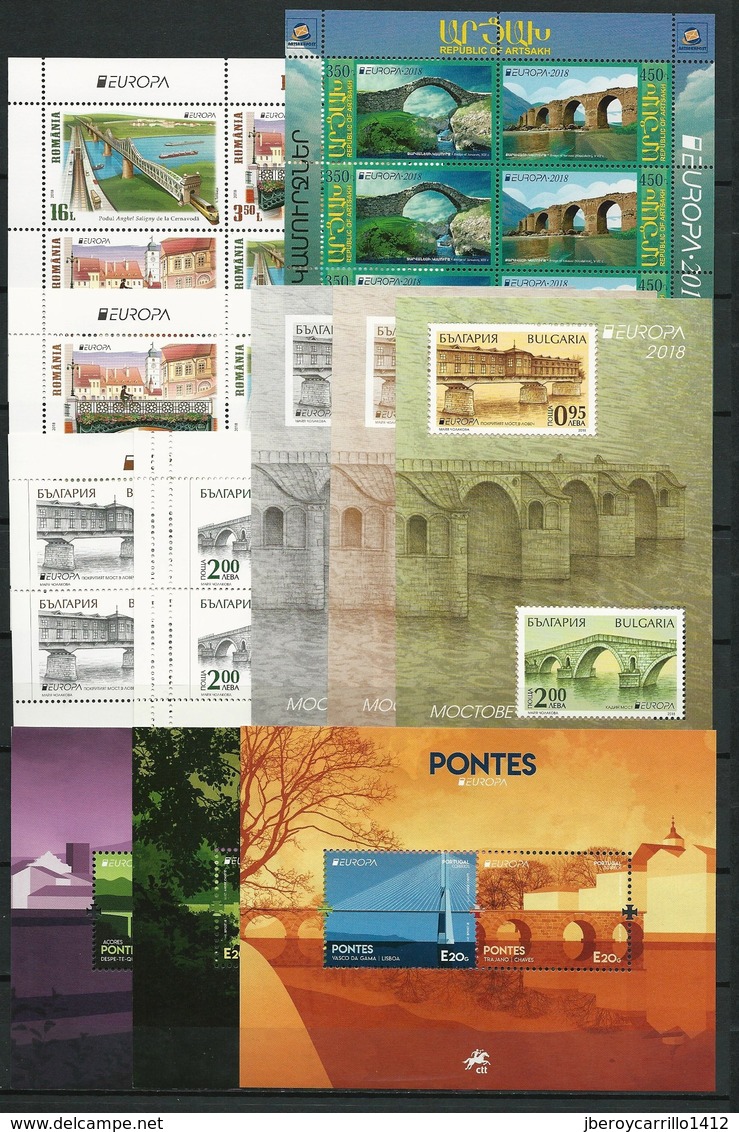 EUROPA 2018- "PUENTES -BRIDGES -BRÜCKEN -PONTS".- VERY COMPLETE SPECIAL COLLECTION - 132 STAMPS + 31 BLOCKS + 1 SHEET - Sammlungen