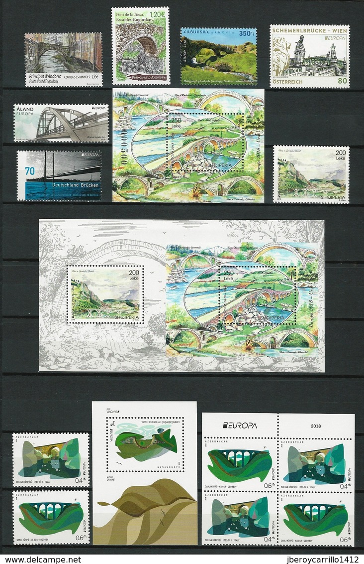 EUROPA 2018- "PUENTES -BRIDGES -BRÜCKEN -PONTS".- VERY COMPLETE SPECIAL COLLECTION - 132 STAMPS + 31 BLOCKS + 1 SHEET - Sammlungen