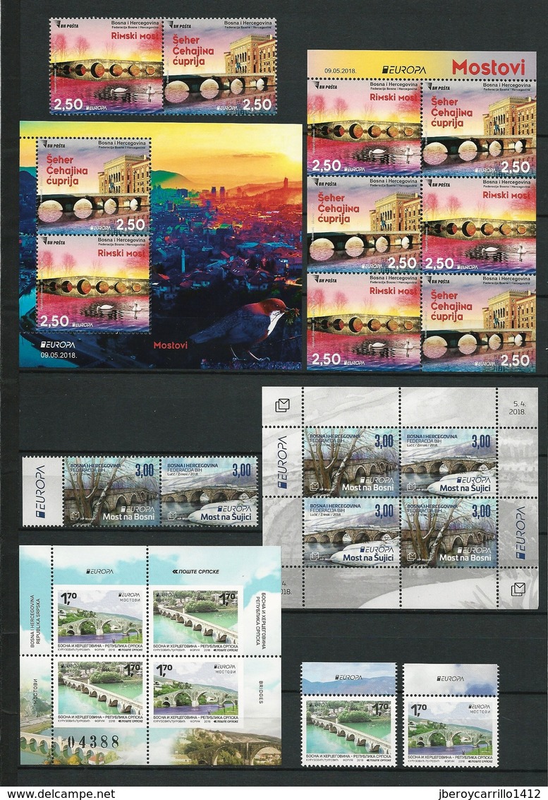 EUROPA 2018- "PUENTES -BRIDGES -BRÜCKEN -PONTS".- VERY COMPLETE SPECIAL COLLECTION - 132 STAMPS + 31 BLOCKS + 1 SHEET