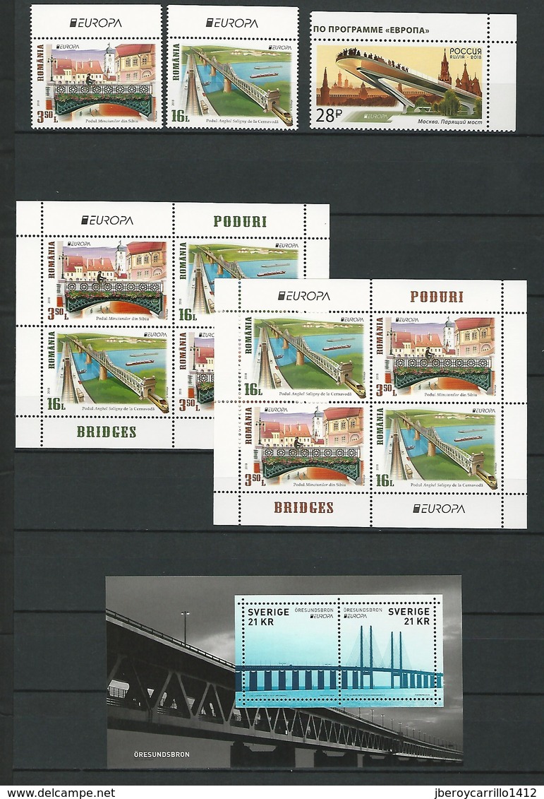 EUROPA 2018- "PUENTES -BRIDGES -BRÜCKEN -PONTS".- VERY COMPLETE SPECIAL COLLECTION - 132 STAMPS + 31 BLOCKS + 1 SHEET