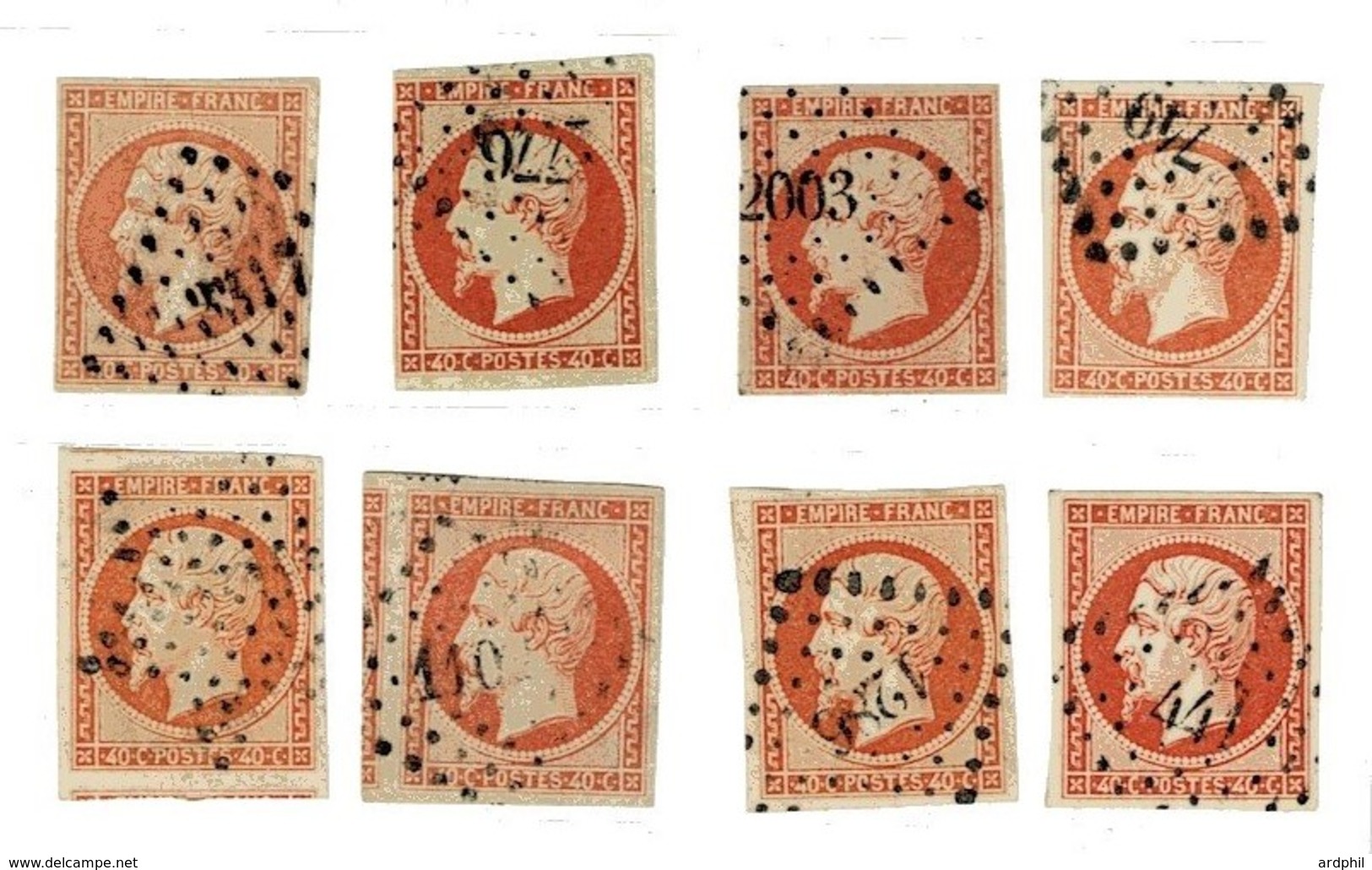 A2- Lot De 8 N°16 , Nuances Et Oblitérations. Timbres Sans Pli Ni Aminci - 1853-1860 Napoleon III