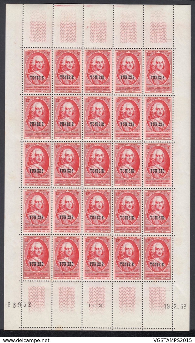 Tunisie 1953 - Timbres Neufs (MNH). Yvert Nr.: 359- Feuille De 25 Timbres..... (VG) DC5344 - Neufs