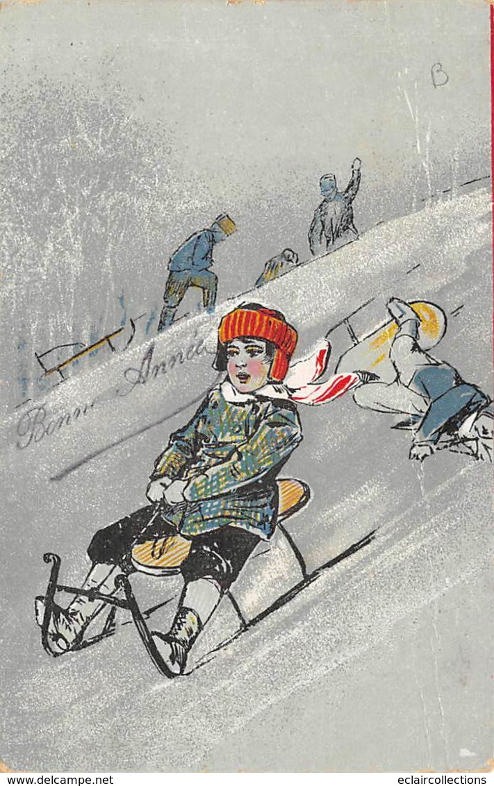 Thème   Sports D'hiver       La Luge. Avec Enfants     (voir Scan) - Winter Sports