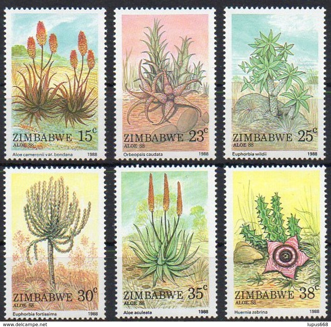 Simbabwe 1988 MiNr. 384/ 389  **/ Mnh ; Pflanzen: Sukkulente - Zimbabwe (1980-...)