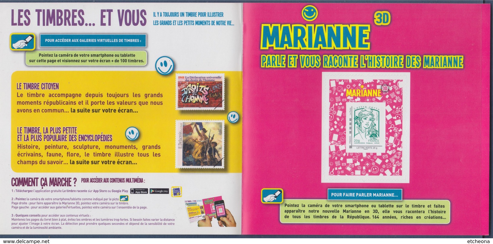 = Encart Cartonné Timbre Autocollant 864A Marianne Et La Jeunesse TVP LV 20g Lecture électronique En 3D Collector N°223 - 2013-2018 Marianne (Ciappa-Kawena)