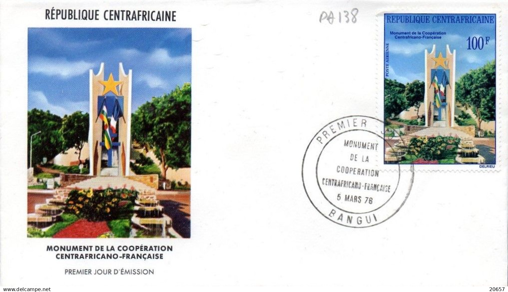 CENTRAFRIQUE A 138 Fdc Coopération France, Drapeaux - Andere & Zonder Classificatie