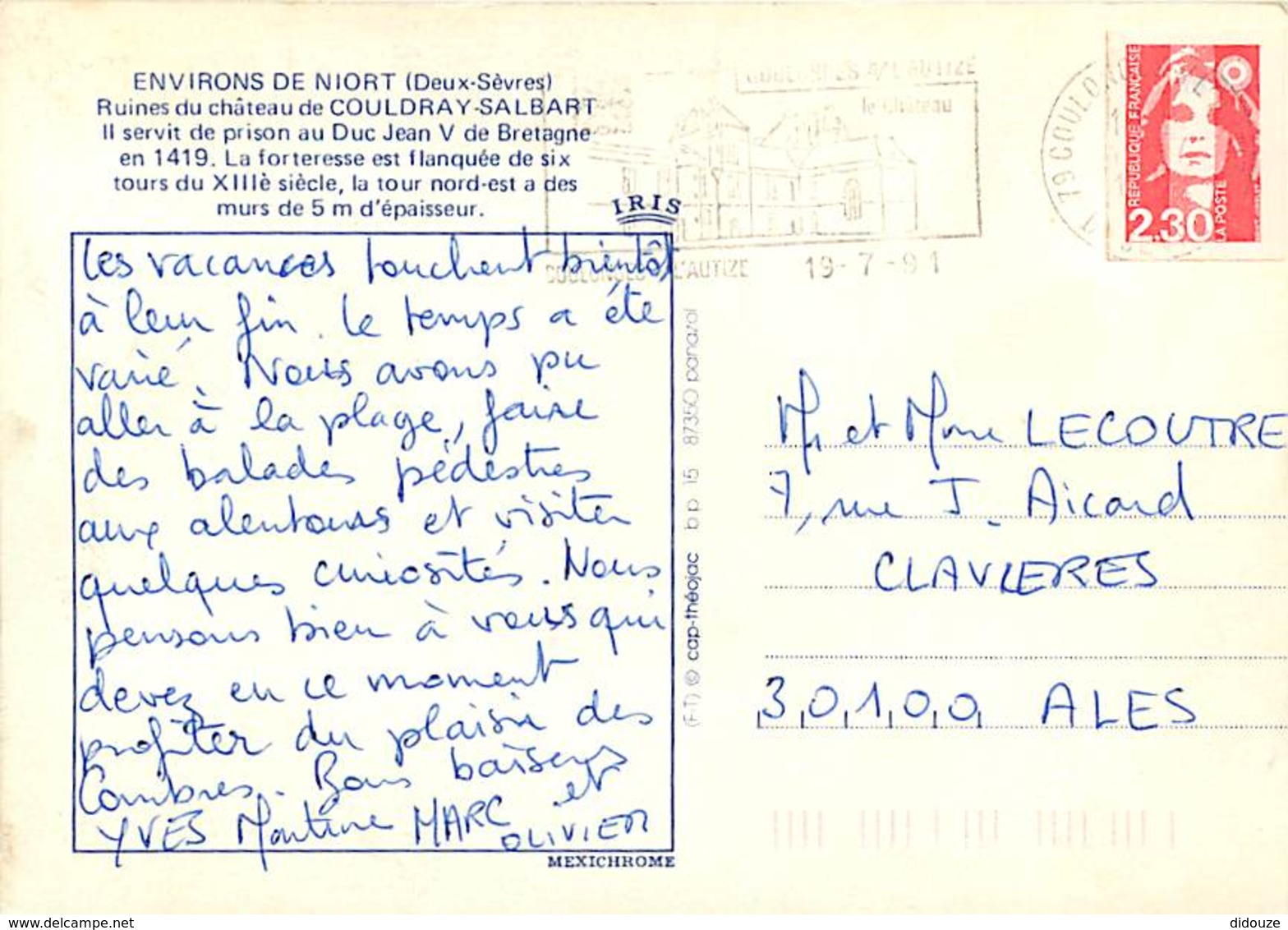 79 - Echiré - Château De Couldray-Salbart - Voir Scans Recto-Verso - Autres & Non Classés