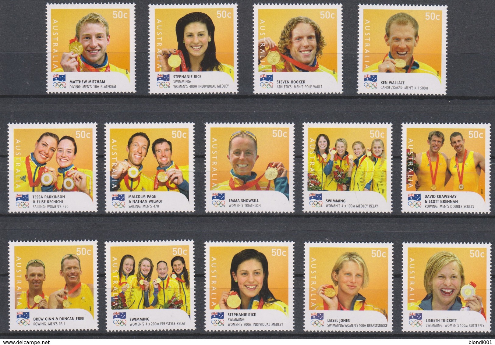 Olympics 2008 - Winner - AUSTRALIA - Set 16v MNH - Sommer 2008: Peking