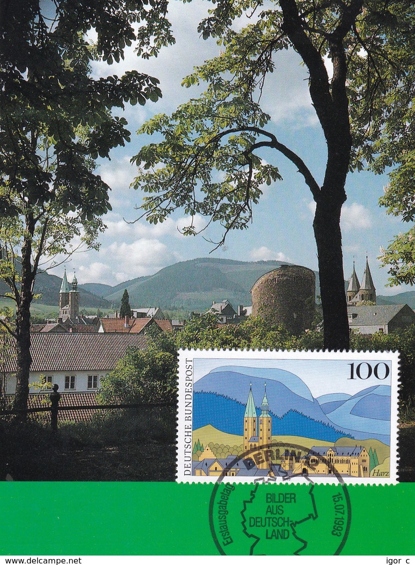 Germany Maximum Card 1993: Nature Protection; Natur Park Harz; Goslar Kirche Church - Umweltschutz Und Klima