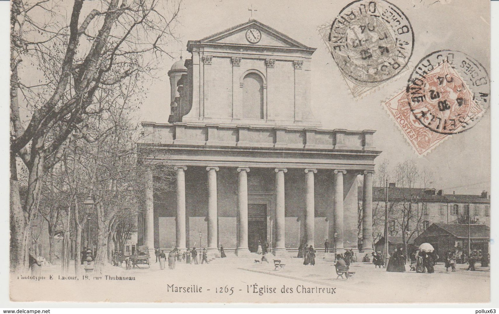 CPA PRECURSEUR MARSEILLE (13) L' EGLISE DES CHARTREUX - ANIMEE - Monumenti