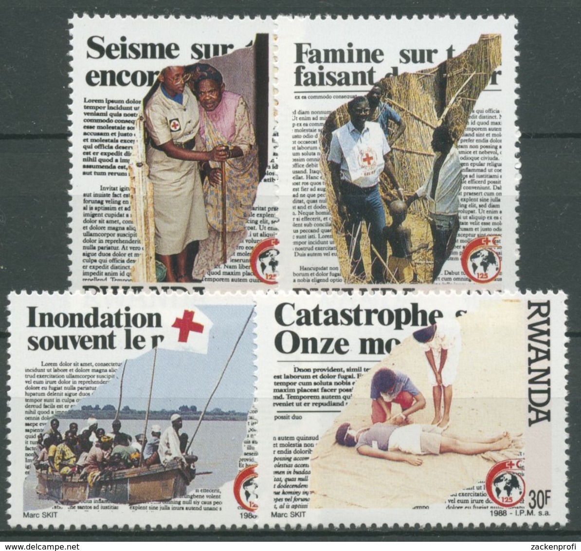 Ruanda 1988 125 Jahre Internationales Rotes Kreuz 1403/06 Postfrisch - Ungebraucht