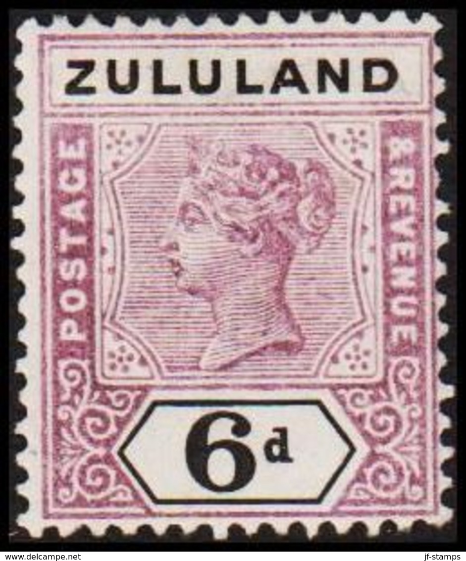 1894-1896. ZULULAND.  Victoria. 6 D. (MICHEL 18) - JF318408 - Zoulouland (1888-1902)