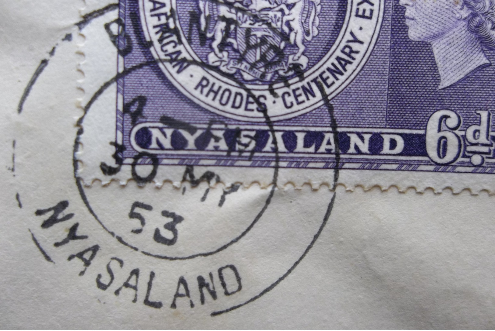 Nyasaland: 1953 Air Cover To Hants, Eng. (#PW8) - Oceania (Other)