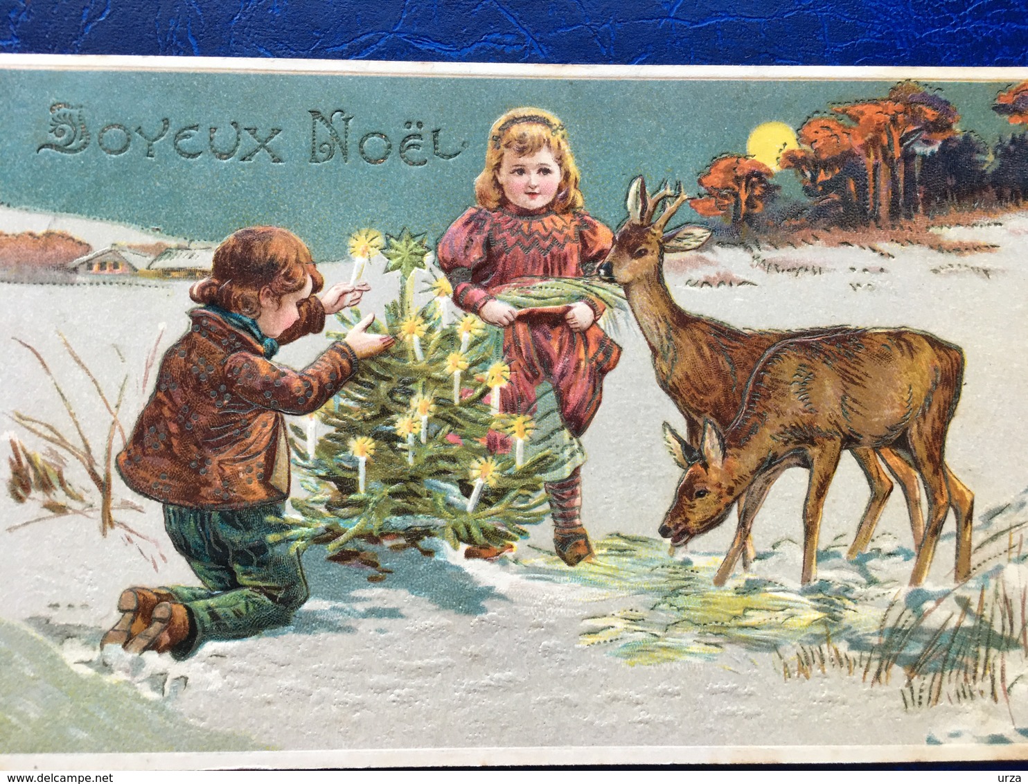 Cpa--gaufrée-"Scène De Noël-hiver-chevreuils"--(my Ref 274)-1909 - Other & Unclassified