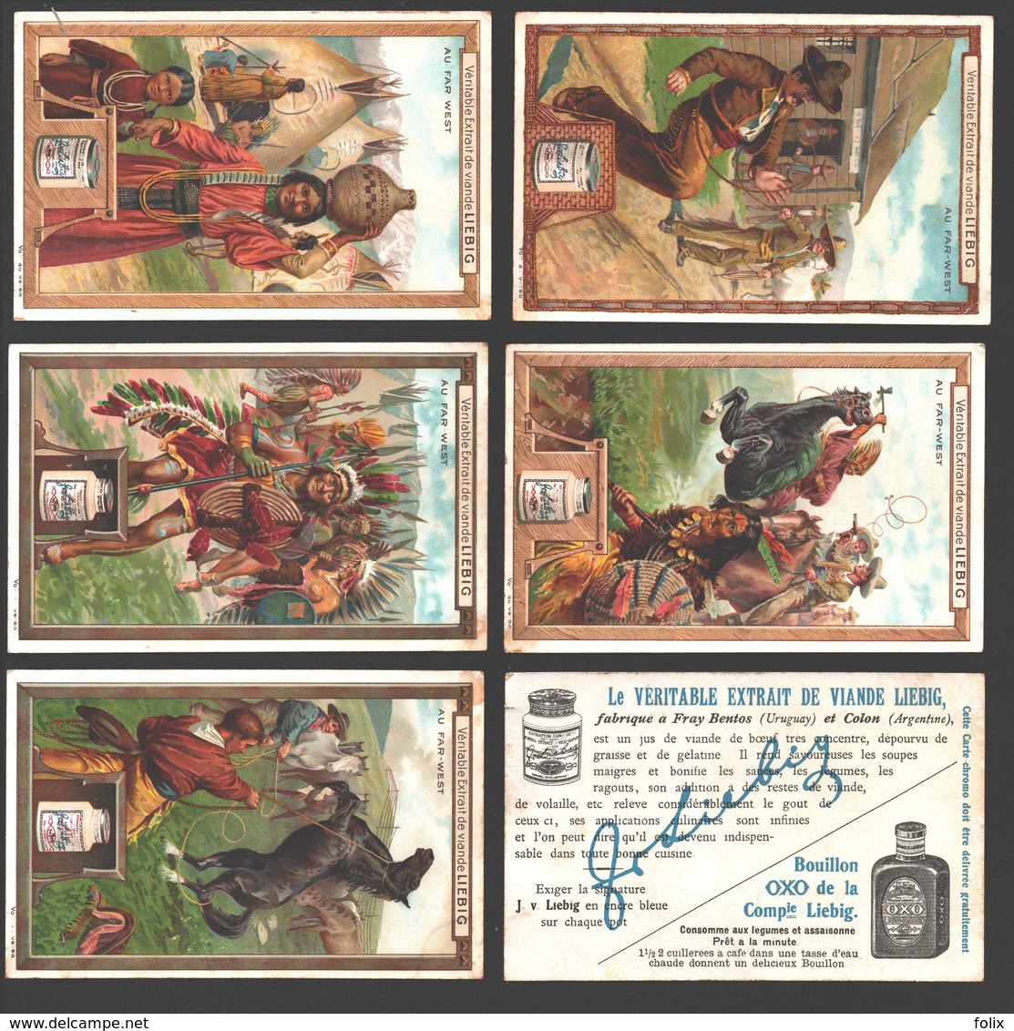 Liebig - Vintage Chromos - Series Of 6 / Série Complète - Au Far-West - En Français - Liebig