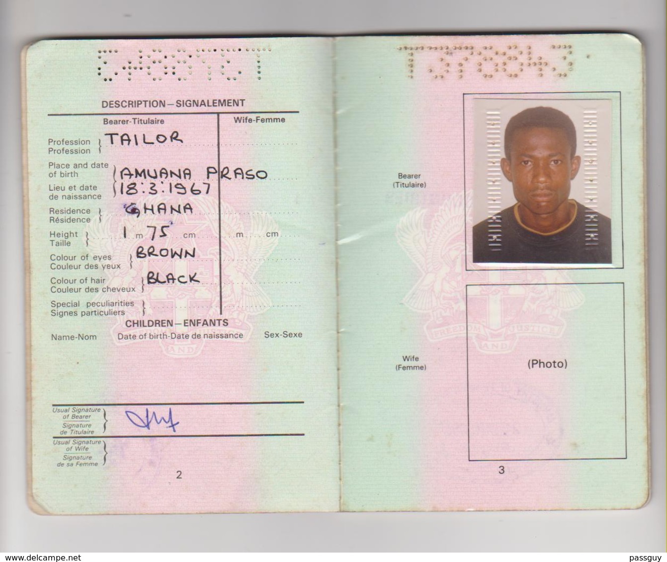 GHANA Passport 1993 Passeport -Reisepaß - Historische Documenten