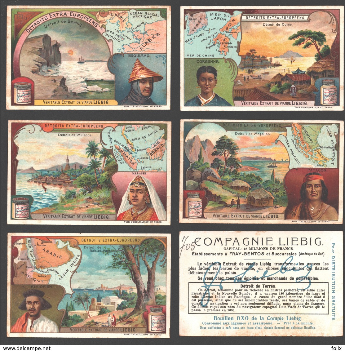 Liebig - Vintage Chromos - Series Of 6 / Série Complète - Détroits Extra-Européens - En Français - Liebig