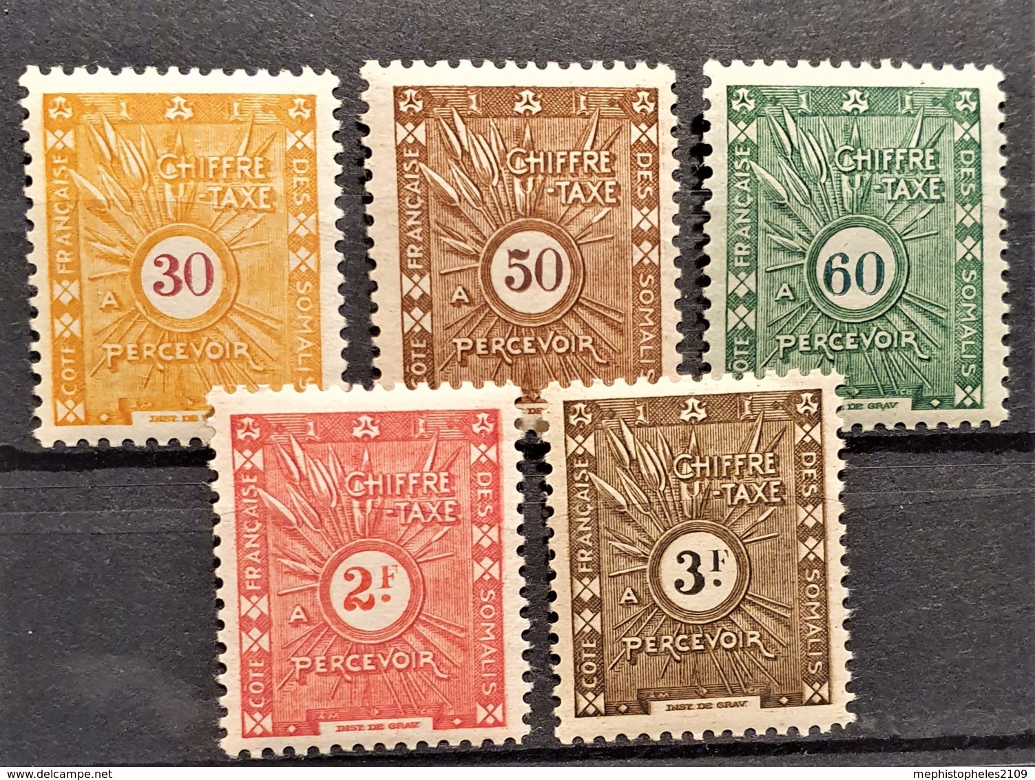 CÔTE FRANCAISE DES SOMALIS 1944 - MNH - YT 39-43 - Chiffre Taxe - Complete Set! - Ungebraucht