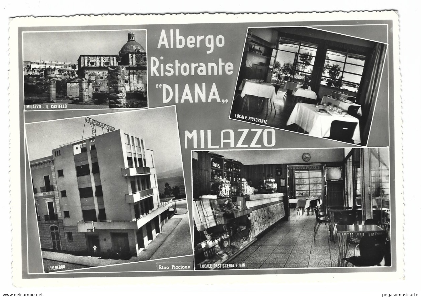 2189 - ALBERGO RISTORANTE DIANA MILAZZO 4 VEDUTE 1950 CIRCA - Messina