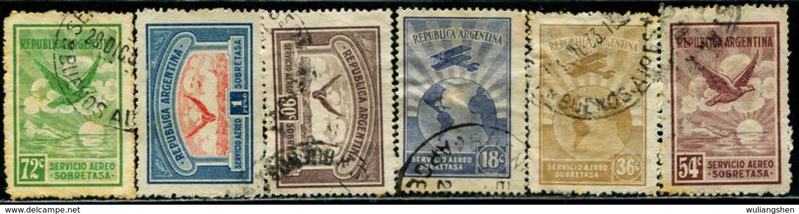 AY0516 Argentina 1928 Air Ticket Plane Flying Bird And 6V Used - Ungebraucht