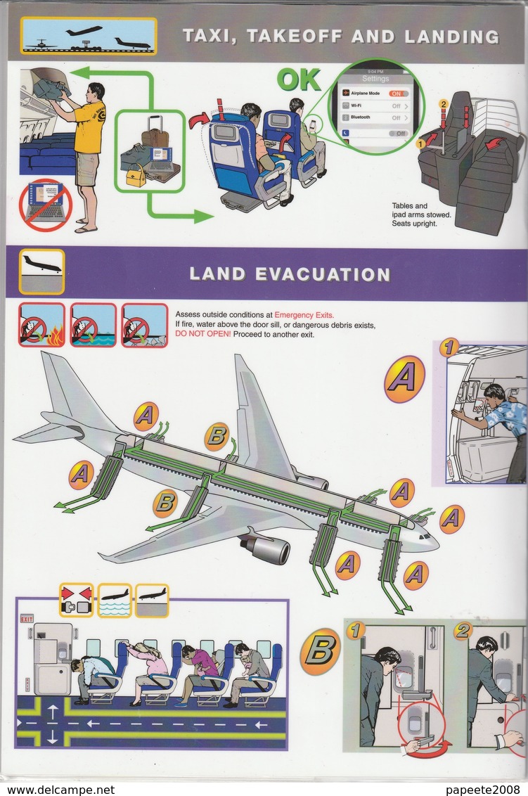 USA Pacifique / Hawaiian Airlines / Airbus A 330 / Consignes De Sécurité / Safety Card - Scheda Di Sicurezza