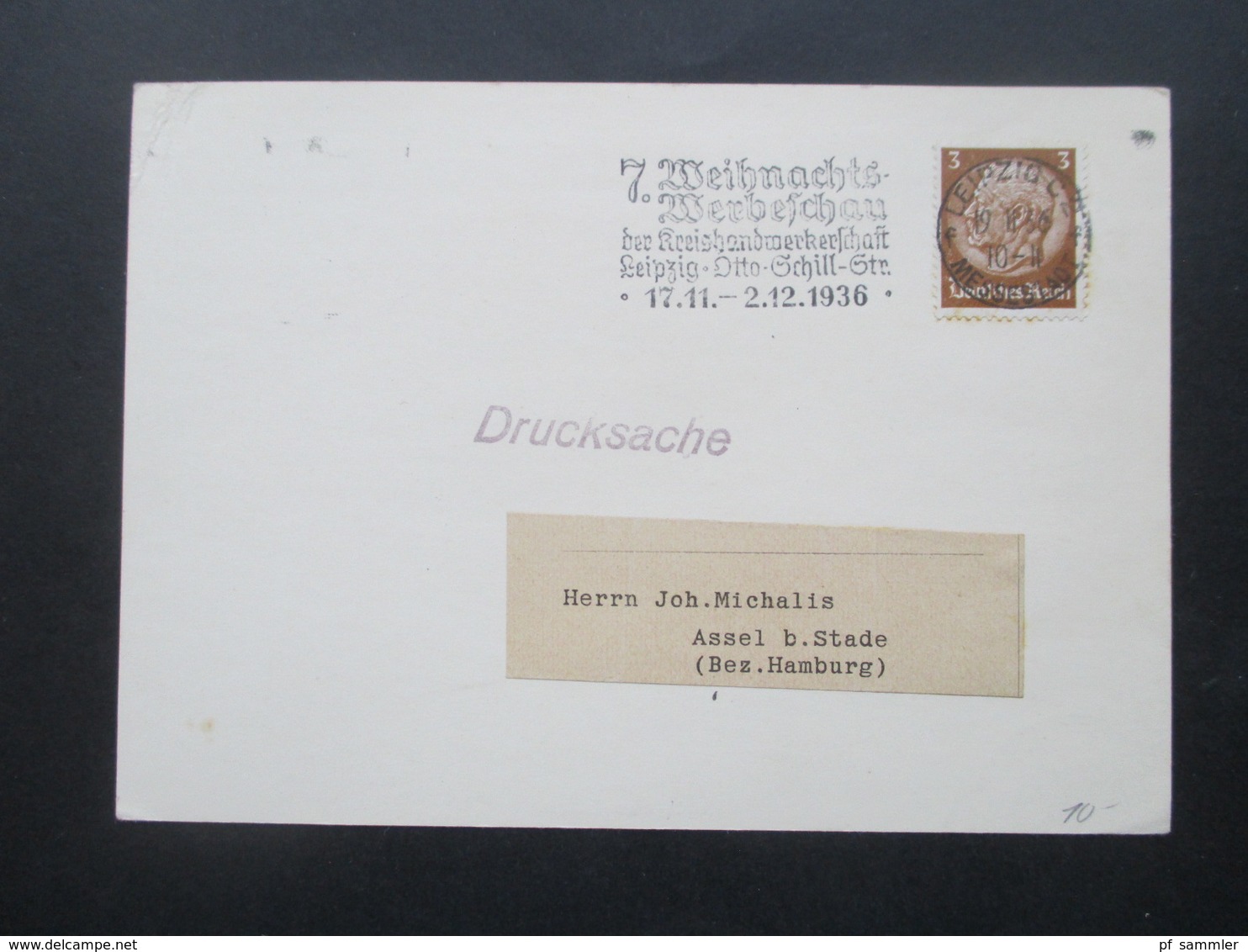 3. Reich 1936 Drucksache Mit Stempel 7. Weihnachts Werbeschau Der Kreishandwerkerschaft Leipzig Otto Schill Str. - Briefe U. Dokumente