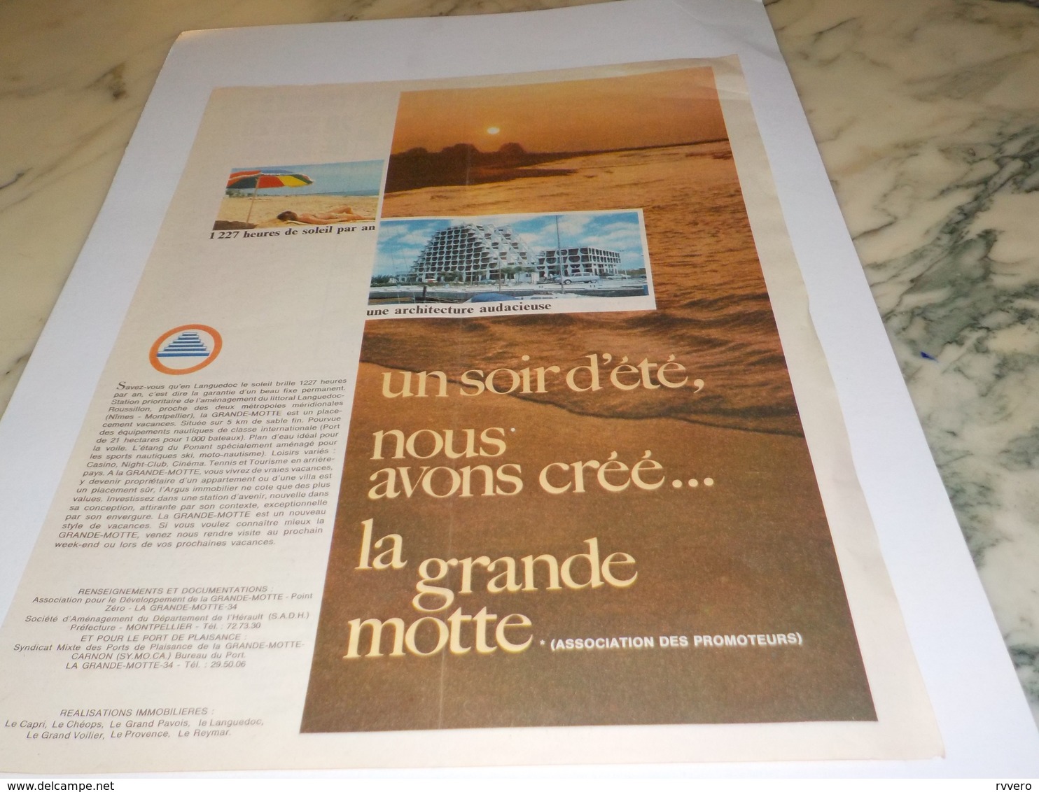 ANCIENNE PUBLICITE LA GRANDE MOTTE 1960 - Altri & Non Classificati