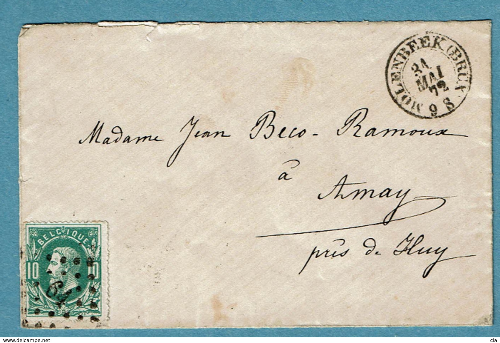 30  Lettre Obl LP 64 Molenbeeck (BXL) + 4  Ca Amay  + 8 - 1869-1883 Leopold II