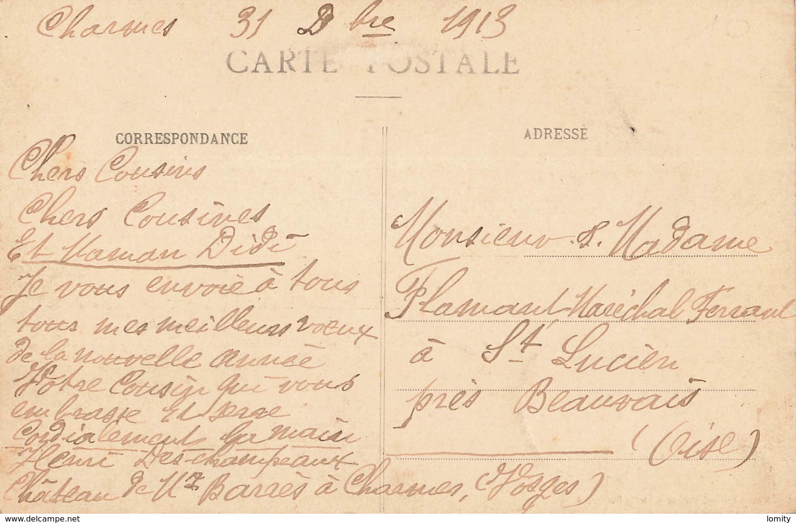 88 Charmes Rue Des Capucins Cpa Carte Animée Commerce Imprimerie Edit Mme Croisier Cachet 1913 - Charmes