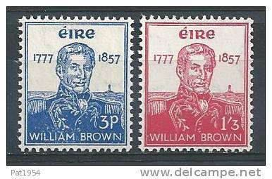 Irlande 1957 N°132/133 Neufs ** MNH Amiral William Brown - Nuovi