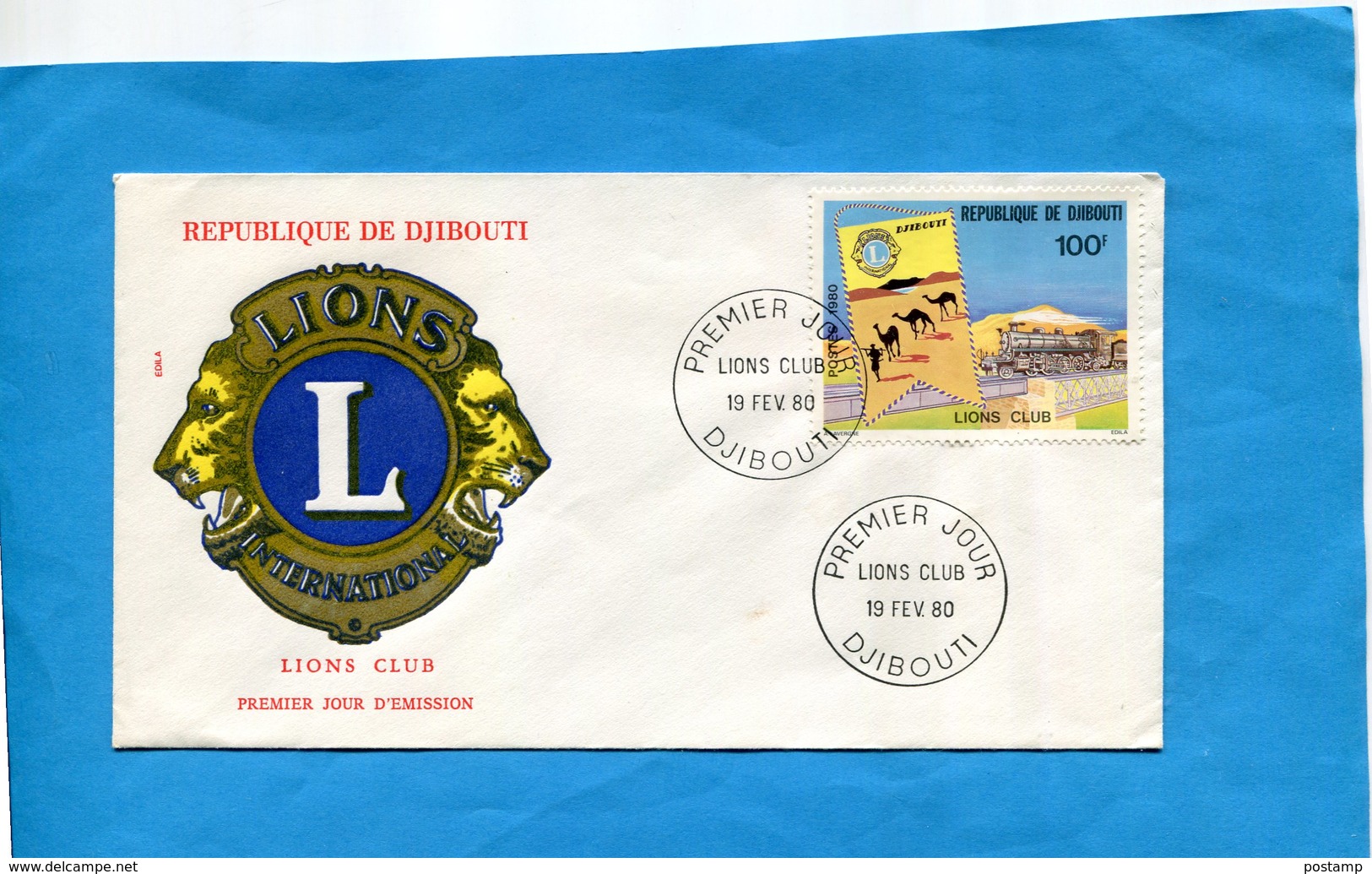 Marcophilie-DJIBOUTI-enveloppe Illustrée F D C -" LIONS CLUB"  Fev 1980 Stamp N° 516 - Djibouti (1977-...)