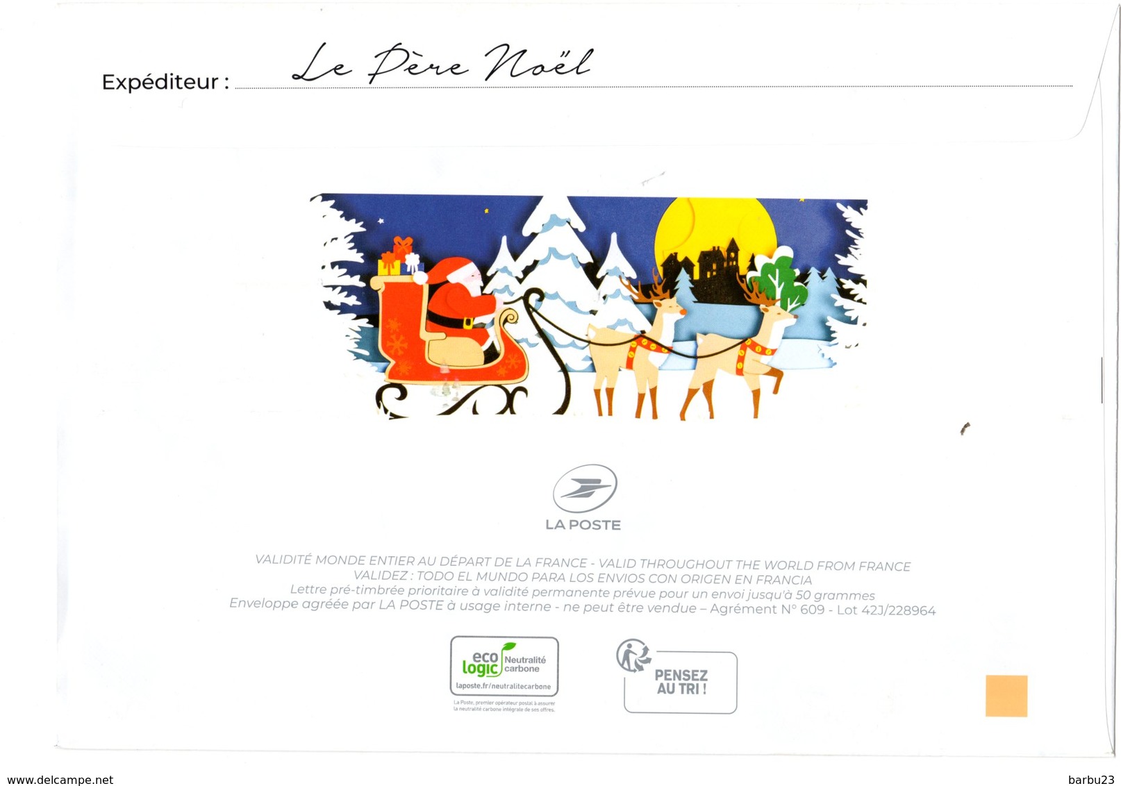 Entier Postal Monde Réponse Du Père Noël 2019 (ouverte Et Vide) Lot 42J/228964 - Prêts-à-poster:  Autres (1995-...)