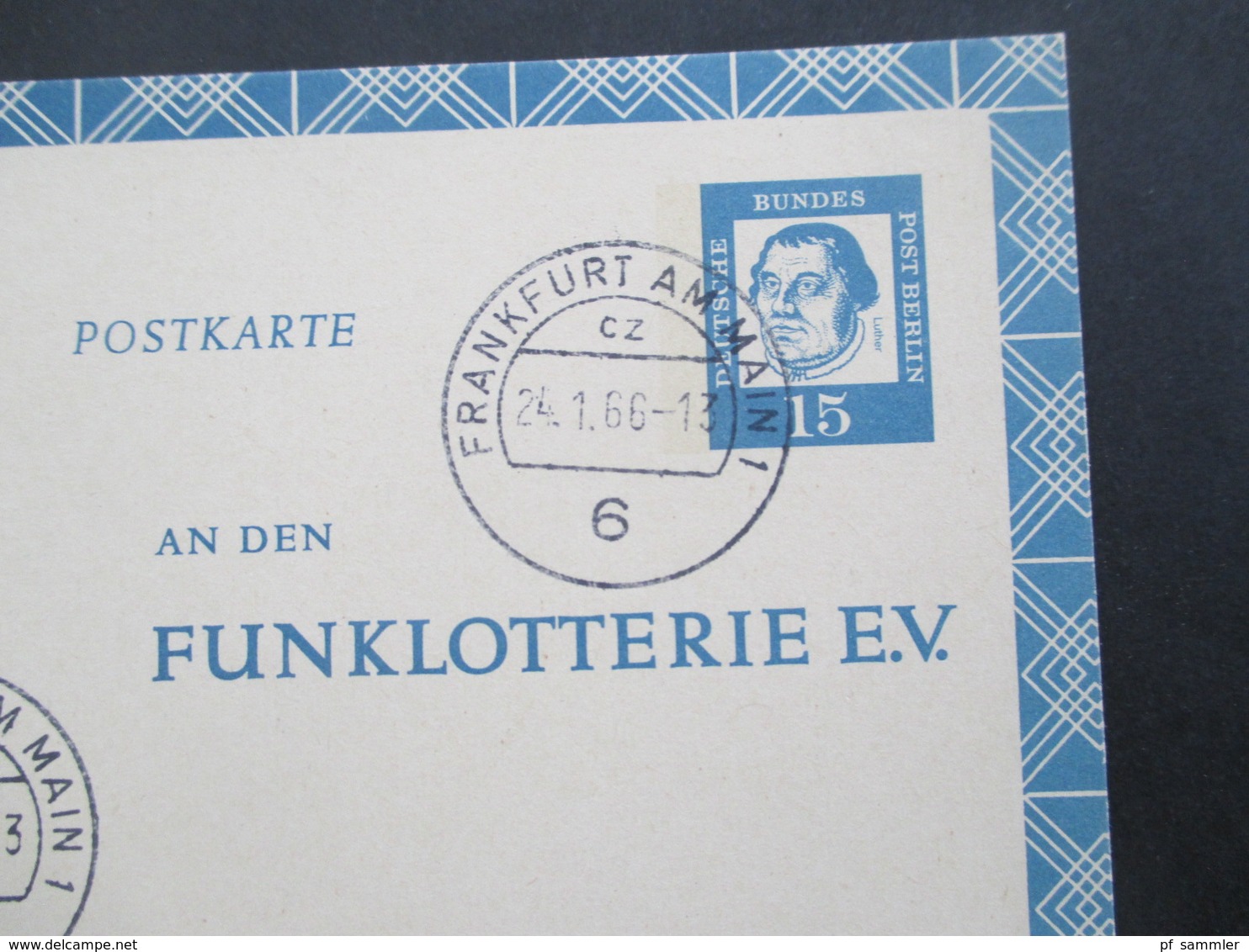 Berlin FP 7 Funklotterie E.V. Postkarte / Ganzsache Bedeutende Deutsche Gebraucht / Gestempelt 1966 - Postales - Nuevos