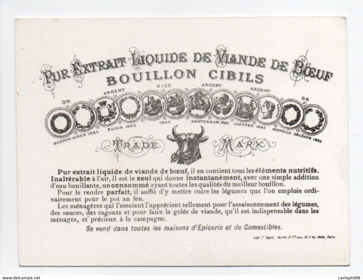 - CHROMO BOUILLON CIBILS - PUR EXTRAIT LIQUIDE DE VIANDE DE BOEUF - - Autres & Non Classés