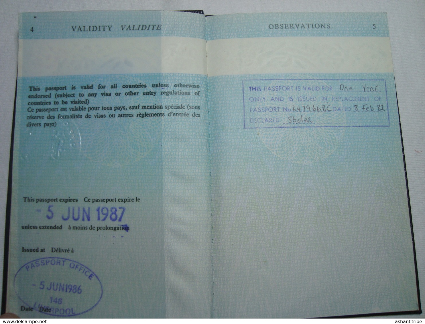 British Passport Reisepass Passeport Expired 1986 Of A Young UK Citizen #2 - Documenti Storici